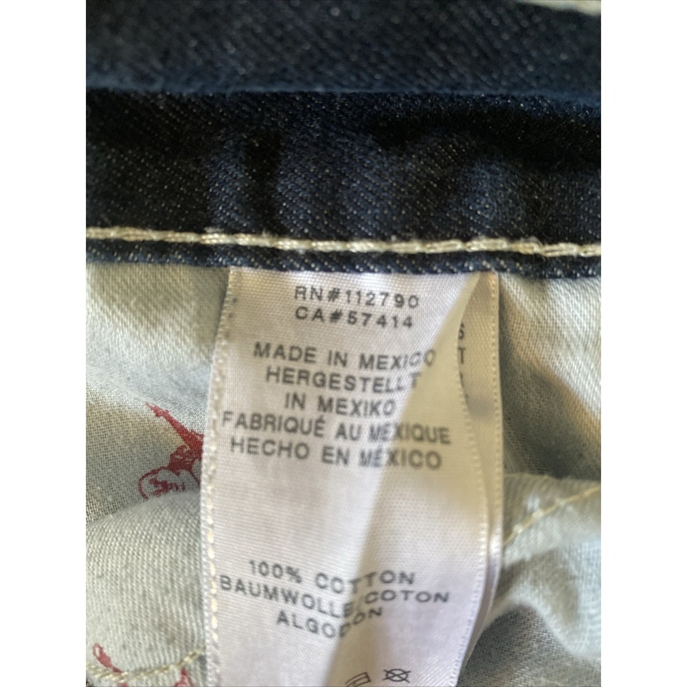 True Religion Boot Cut Blue Denim Jeans Men's Size 42x32 Wide Leg Flap Pockets - Picture 6 of 16
